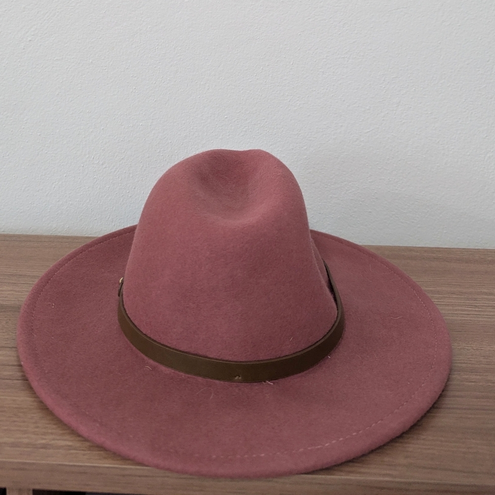 Free People Wythe Leather Band Felt Wool Hat Metal Stud Pink One Size - Picture 5 of 9